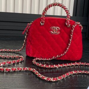 CC  Velvet Purse Leather/Chain Straps